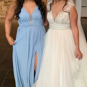 AZAZIE Dusty Blue Slit Dress